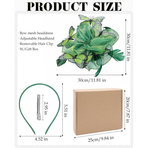 Organza Fascinator Hat Butterfly Hairpin Vintage Tea Party Race Headwear - Picture 2 of 6